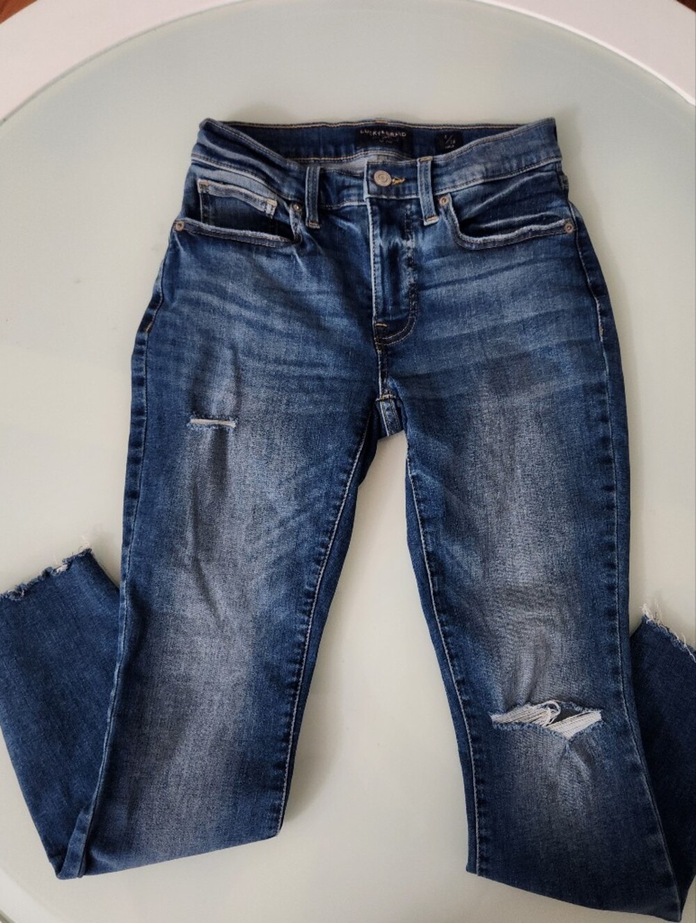 Lucky Brand Dark Blue Distressed Skinny Jeans